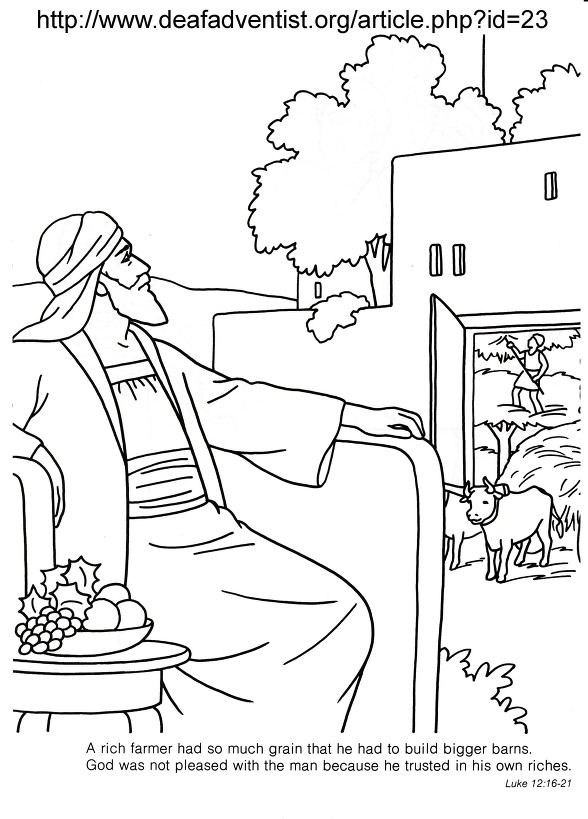 Parable The Foolish Rich Man Coloring Pages Sketch