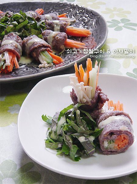 쫄깃하게 구운 쇠고기에 야채를 돌돌~ 쇠고기찹쌀구이&야채말이